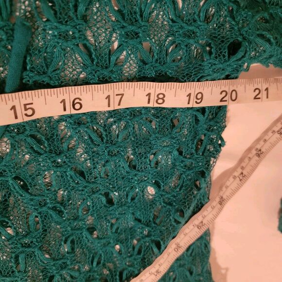 Vintage Lace Womens Top Medium M Floral Green Cottagecore Boho Fairy Tie Front - Picture 7 of 7